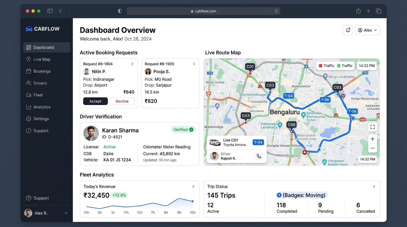Cab Management System Fleet Dispatch Dashboard